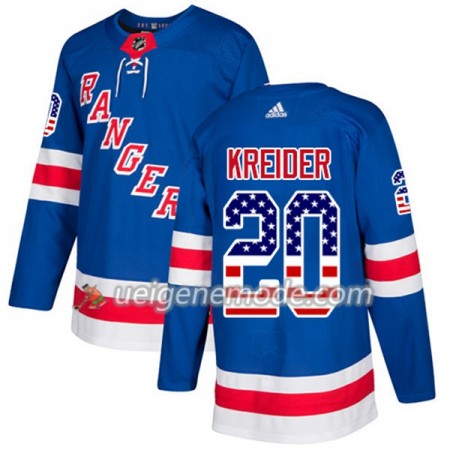 Herren Eishockey New York Rangers Trikot Chris Kreider 20 Adidas 2017-2018 Blue USA Flag Fashion Authentic